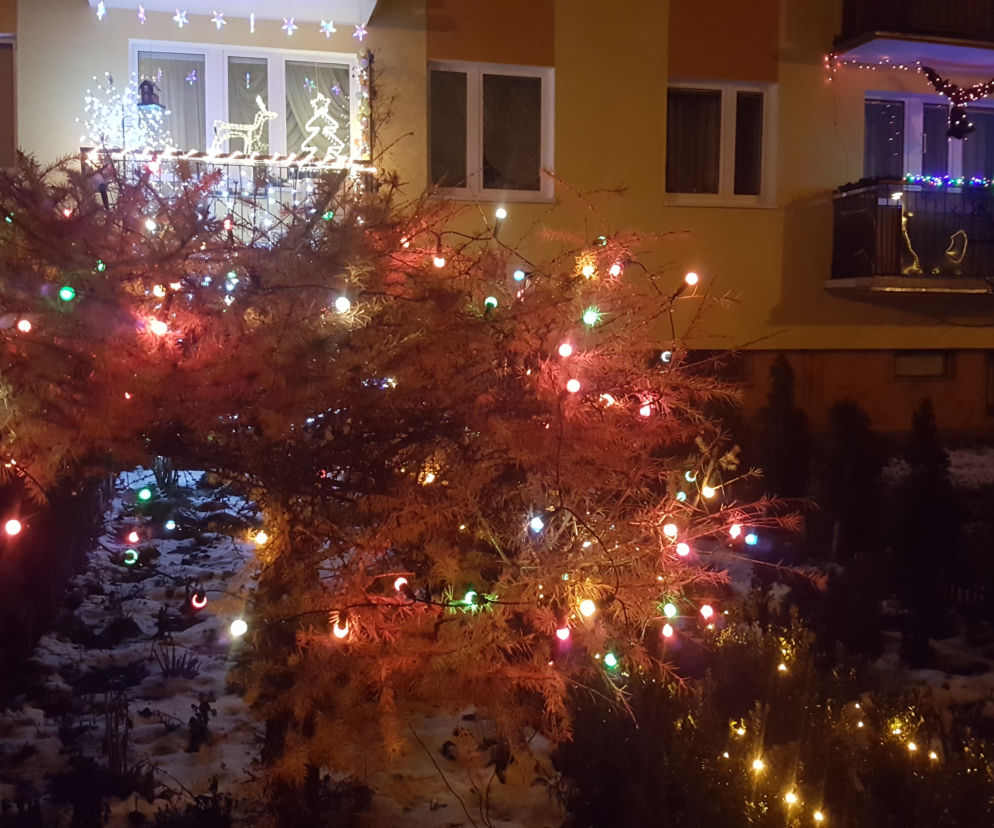 Domy i balkony w Bydgoszczy oświetlone i przystrojone