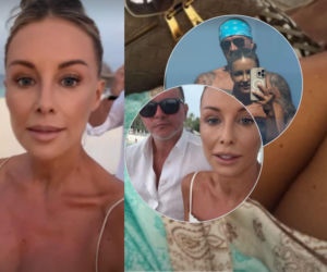 Radzio zasłania, jak umie, ale to nie pomaga – ta fotka parzy! Rozenek w samym skrawku bikini odsłania więcej niż kiedykolwiek!