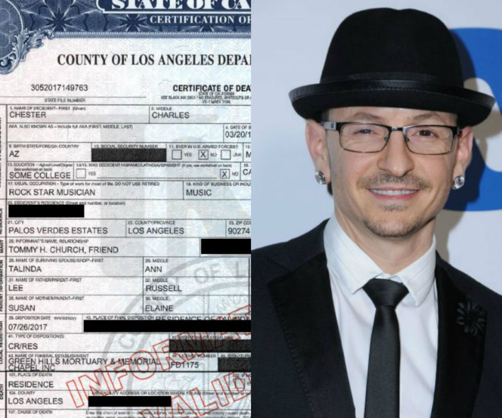 Chester Bennington, akt zgonu
