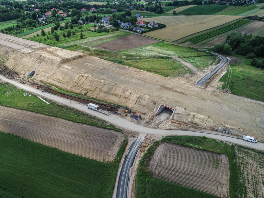 Zdjęcia z placu budowy S7 Kraków - Widoma, czerwiec 2024