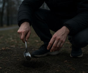 Dilerzy zakopywali narkotyki na Pomorzanach? Mieszkańcy zareagowali błyskawicznie. Policja zatrzymała 33‑latka