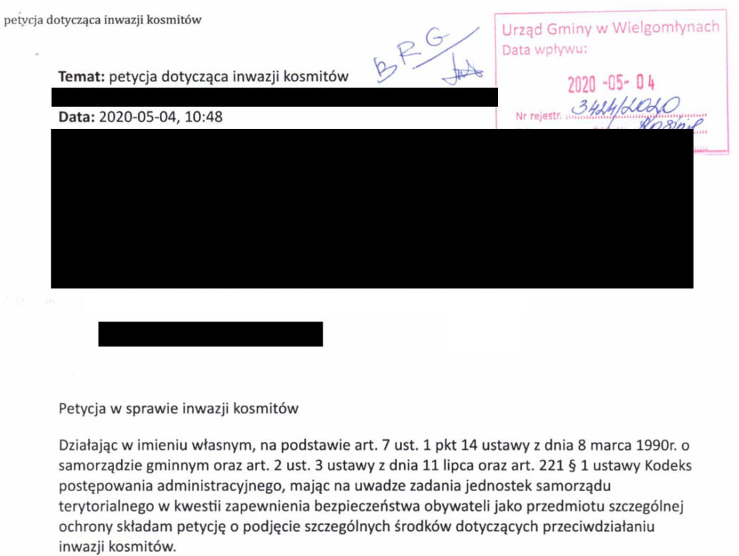 Napisał, że widział UFO. Poprosił urzędników, by walczyli z INWAZJĄ KOSMITÓW! 