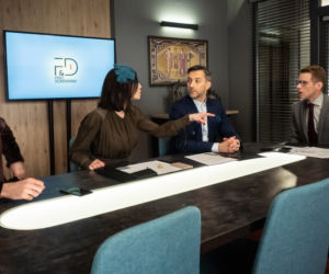 BrzydUla 2, odcinek 106. Marek (Filip Bobek), Sebastian (Łukasz Garlicki), Aleks (Mariusz Zaniewski), Paulina (Maja Hirsch)