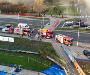 Pożar sklepu rowerowego przy Wale Miedzeszyńskim