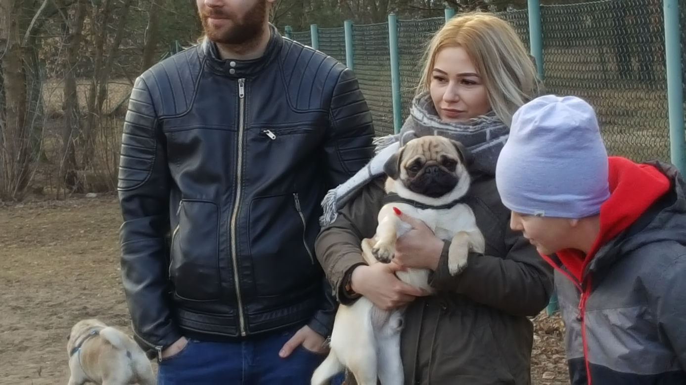 Spacer z mopsami