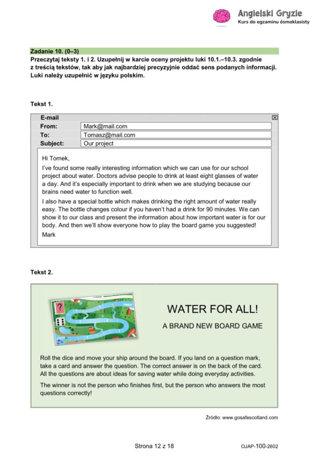 Próbny egzamin ósmoklasisty 2026 angielski - odpowiedzi