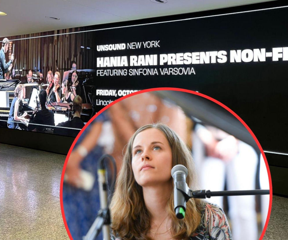 Plakat koncertu Hani Rani w Nowym Jorku. Na miniaturze obok skupiona twarz artystki. O sukcesie pianistki czytaj w SE USA.