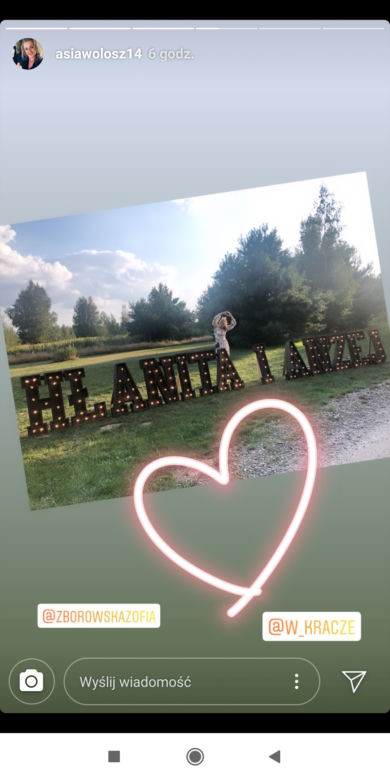 Joanna Wołosz na tle napisu "Hłanita i Anżej"