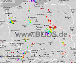 Burze w Polsce, 29.07.2012 - MAPA z godz. 11 - 13