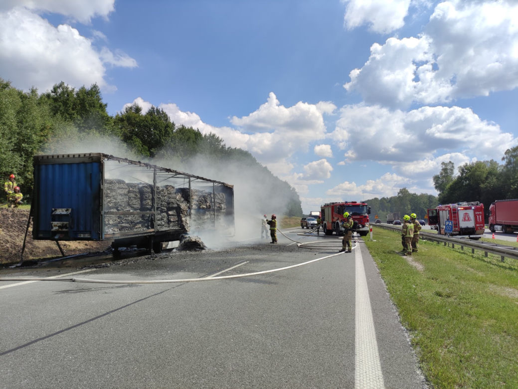 Pożar TIRa na autostradzie A4 w Mysłowicach