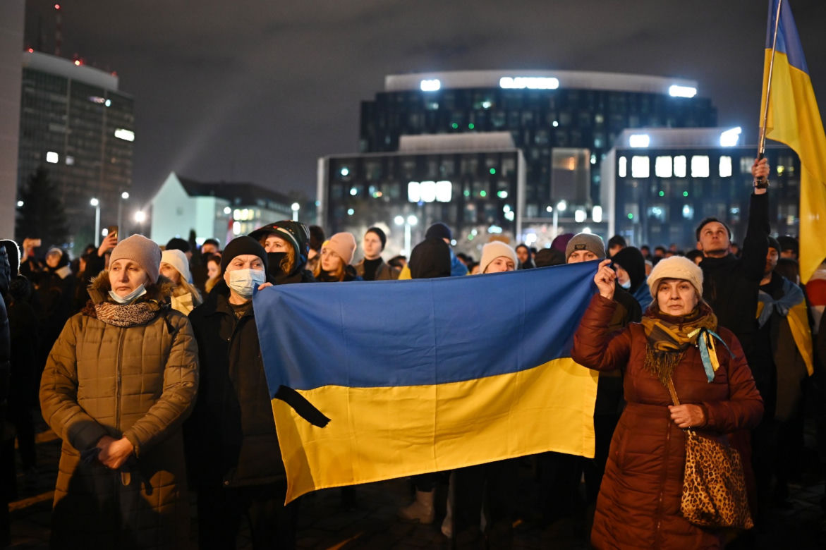 Solidarni z Ukrainą. Wielki wiec w Gdańsku