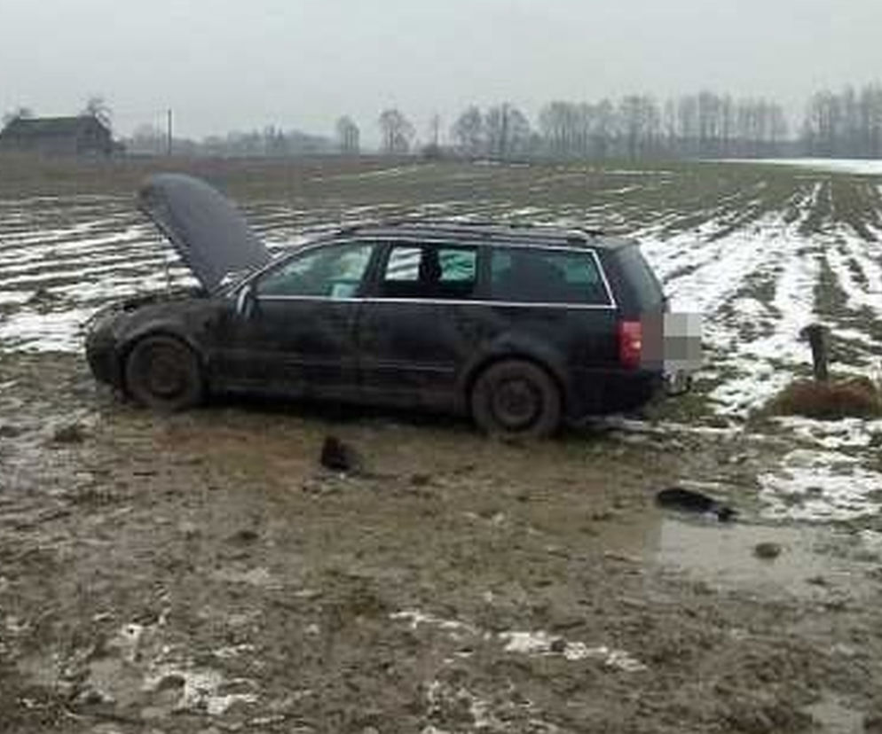 Zarudnia: HORROR pod Chełmem. Samochód wylądował na polu, kierowca NIE ŻYJE 
