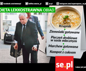 Dzisiejszy obiad Kaczyńskiego w szpitalu. Będziecie mu zazdrościć!
