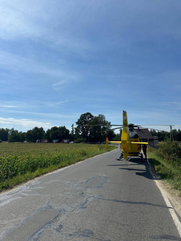 Wypadek w gminie Bojszowy. Motocyklista w szpitalu. Na miejscu lądował śmigłowiec LPR