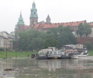 Powódź w Krakowie 24.05.2019: Fala kulminacyjna na Wiśle: zalane bulwary, okropny widok