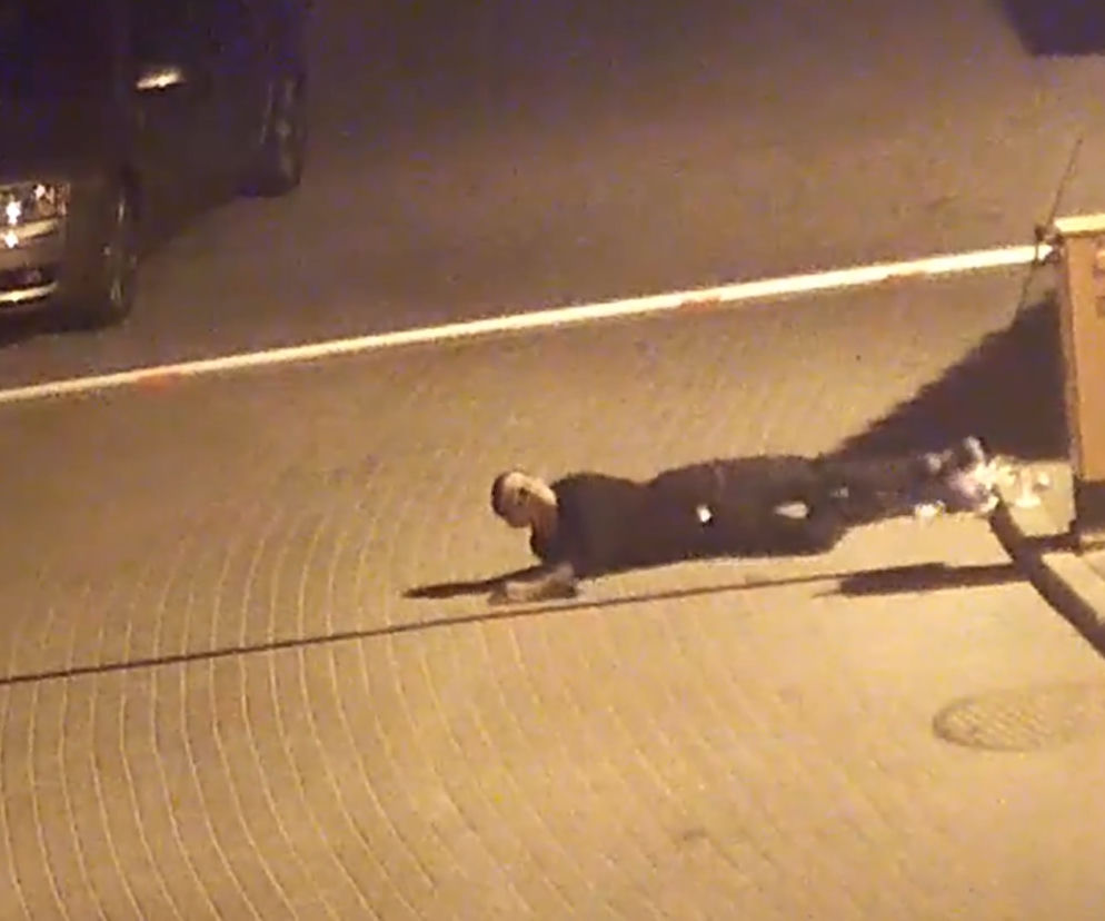 Tajemnicza siła przewróciła mężczyznę na ziemię. Zemścił się na szlabanie [WIDEO]