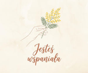 Dłoń z Mimozą na Dzień Kobiet