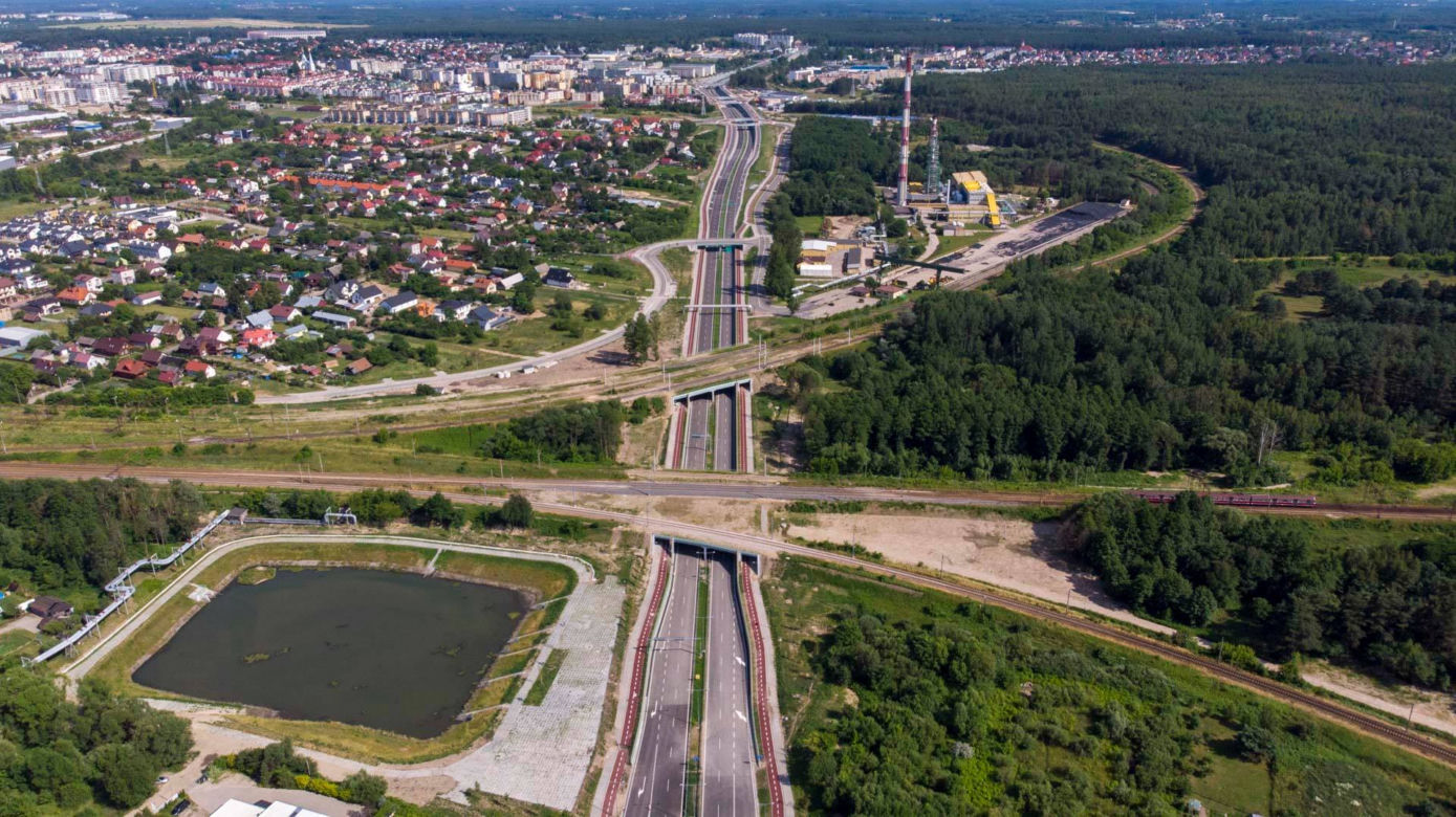 Trasa niepodległości z lotu ptaka. To największa drogowa inwestycja w Białymstoku