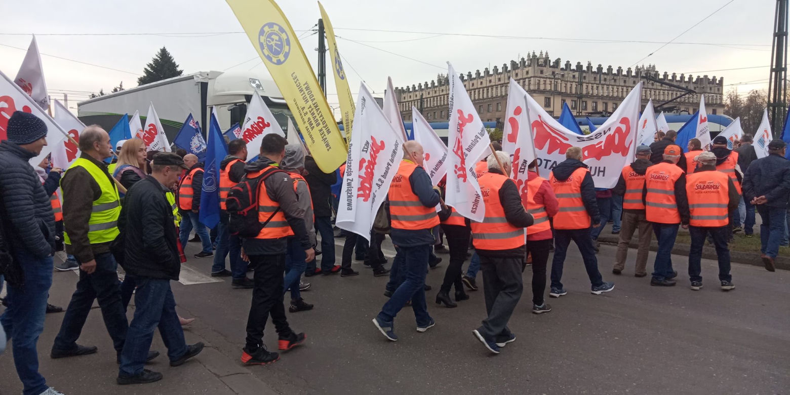 Protest hutników w Krakowie