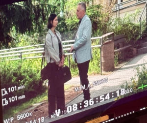 M jak miłość po wakacjach. Agnes (Amanda Mincewicz), Artur Rogowski (Robert Moskwa) na planie