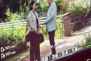 M jak miłość po wakacjach. Agnes (Amanda Mincewicz), Artur Rogowski (Robert Moskwa) na planie