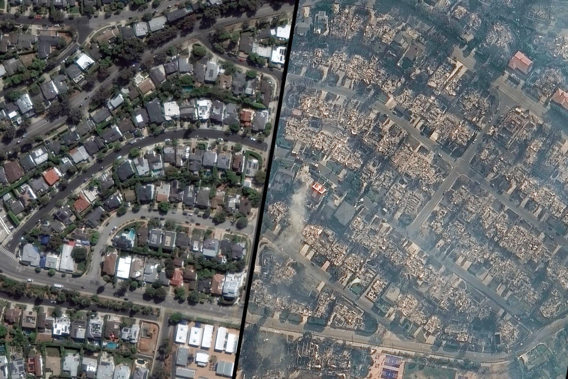 Wstrząsające zdjęcia z Los Angeles. Połacie spalonych domów