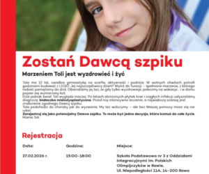 Kiermasz dla Toli Szlagowskiej. Zarejestruj się jako potencjalny dawca!