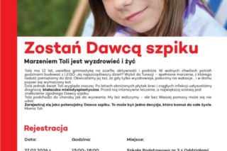 Kiermasz dla Toli Szlagowskiej. Zarejestruj się jako potencjalny dawca!