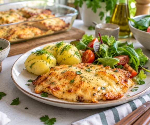 Kurczak pod grubą serową pierzynką. W środku zostaje soczysty, a wierzch rumieni się bez smażenia