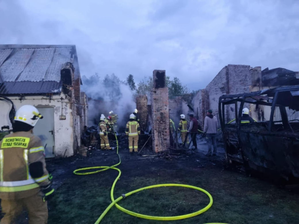 Pożar budynków w Kuźnicy Starej