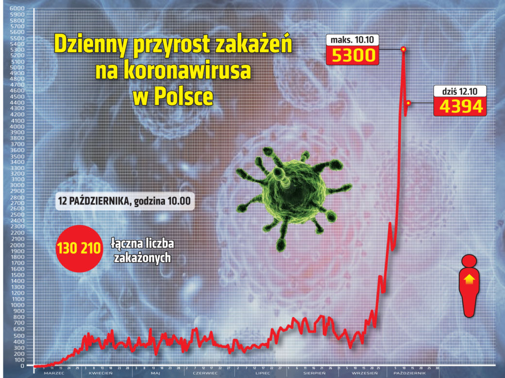 Koronawirus w Polsce. Statystyki, wykresy, grafiki (12 października)
