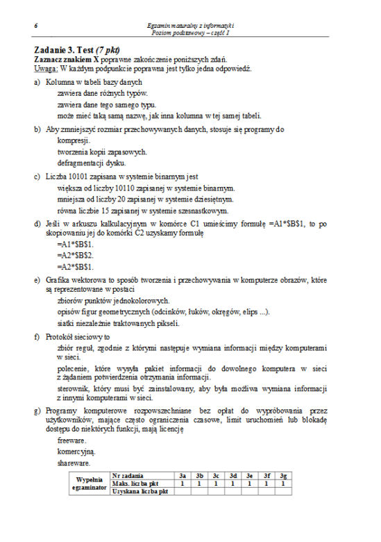 Matura 2013, informatyka poziom podstawowy 