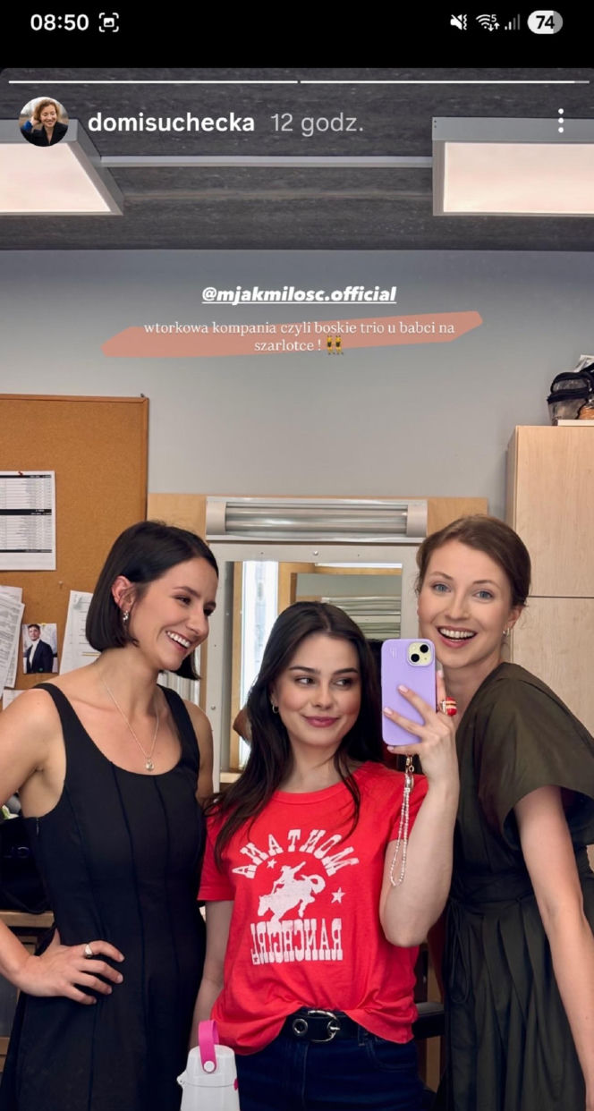 M jak miłość po wakacjach. Agnes (Amanda Mincewicz), Basia (Karina Woźniak), Natalka (Dominika Suchecka) na planie