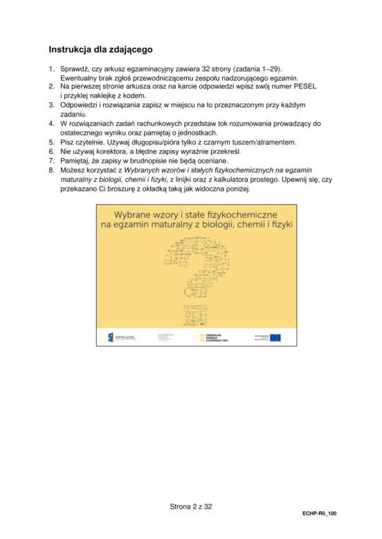 Matura 2025 chemia rozszerzona - arkusz CKE 16.05.2025 - Formuła 2015