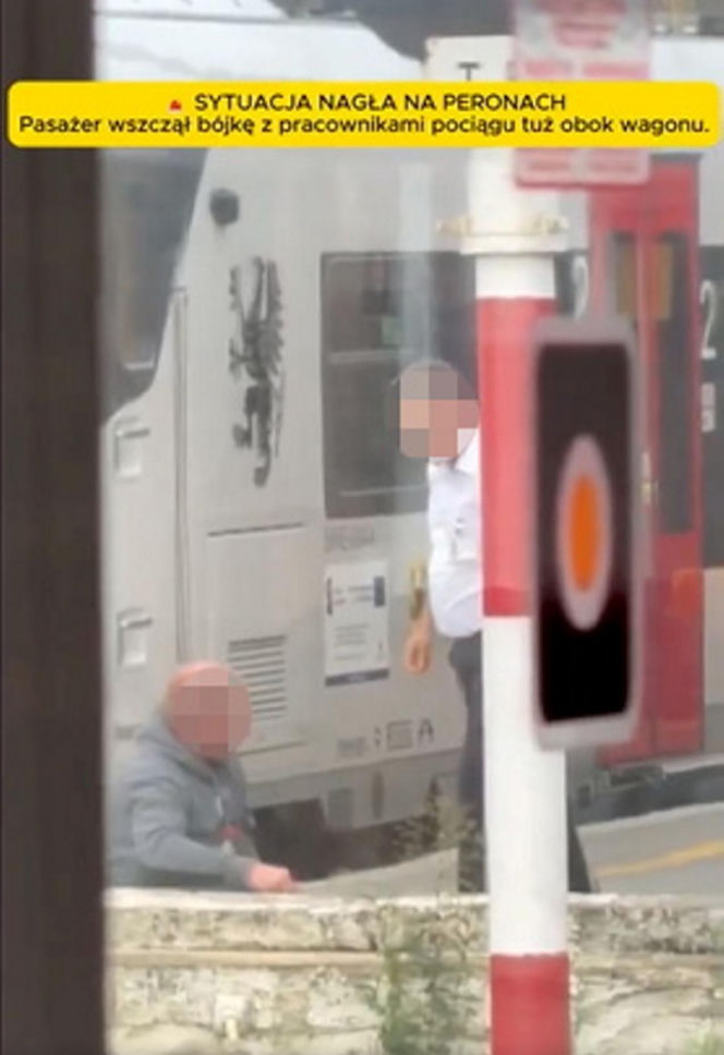 Szokujące sceny na peronie w Wejherowie! Bójka agresywnego pasażera z konduktorem