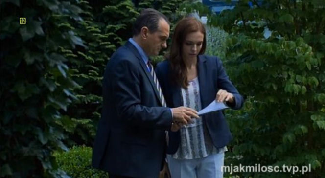 M jak miłość. Monika (Anna Wendzikowska), Górecki (Wojciech Wysocki)