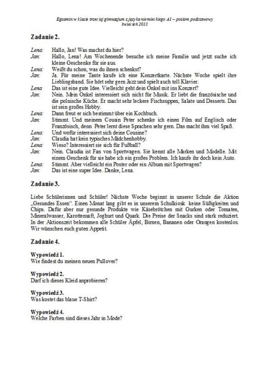 Egzamin gimnazjalny z języka niemieckiego poziom podstawowy - zobacz arkusze, pytania i odpowiedzi.