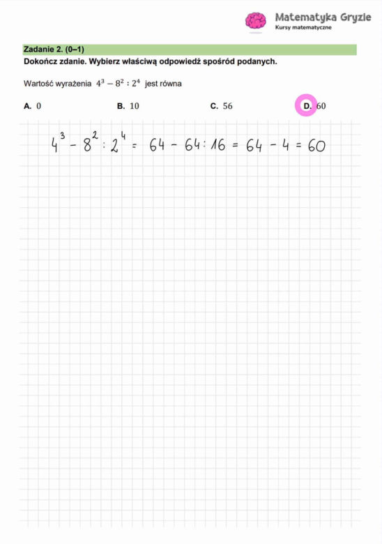 Próbny egzamin ósmoklasisty 2026 - MATEMATYKA. Poprawne odpowiedzi