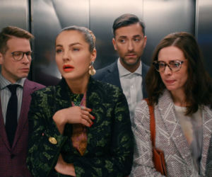 BrzydUla 2 odc. 85. Ula (Julia Kamińska), Marek (Filip Bobek), Violetta (Małgorzata Socha), Sebastian (Łukasz Garlicki)