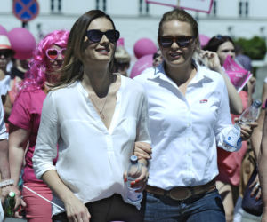 Marsz Różowej Wstążki 2015. Anita Sokołowska, Magdalena Stużyńska