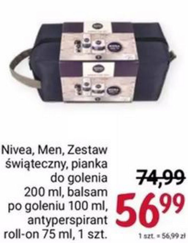 Nivea, Men, zestaw świąteczny, pianka do golenia, balsam po goleniu, antyperspirant roll-on 56,99 zł/1 zestaw