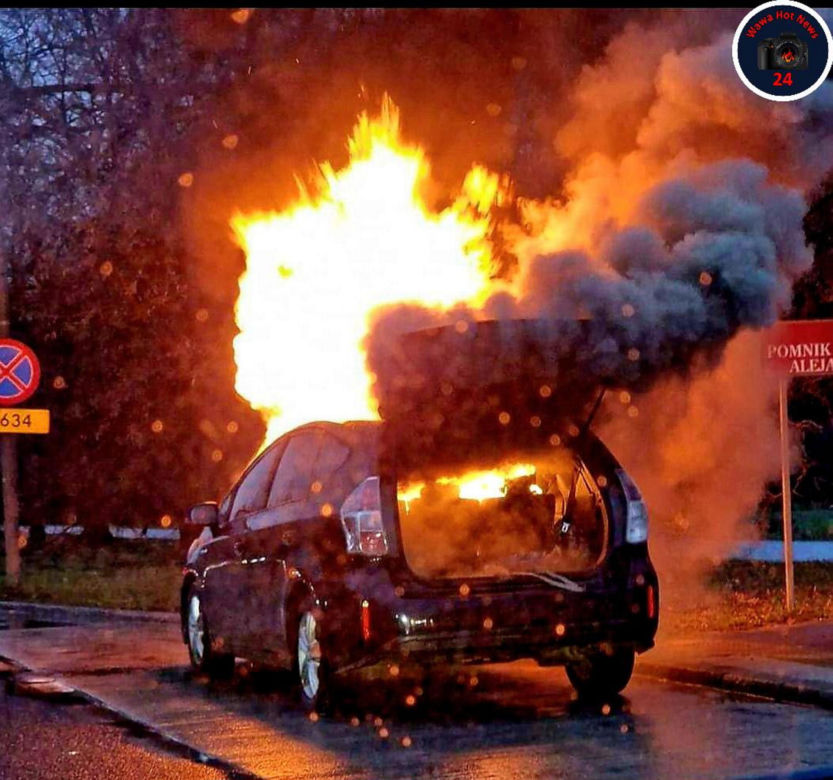 Toyota nagle stanęła w ogniu. W środku rodzina z dziećmi!
