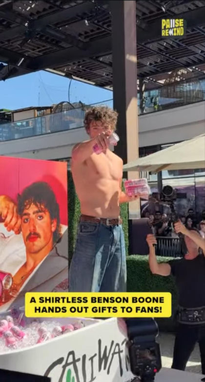 Benson Boone zrzucił koszulkę i wskoczył do wanny z... puszkami. Takie sceny w Los Angeles