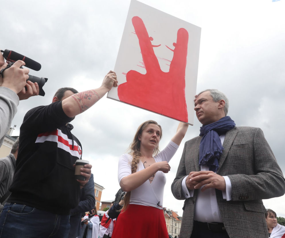 Manifestacja poparcia dla Białorusinów w Warszawie