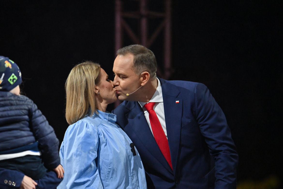 Karol Nawrocki na zorganizowanej przez telewizję Republika debacie przedwyborczej w Końskich