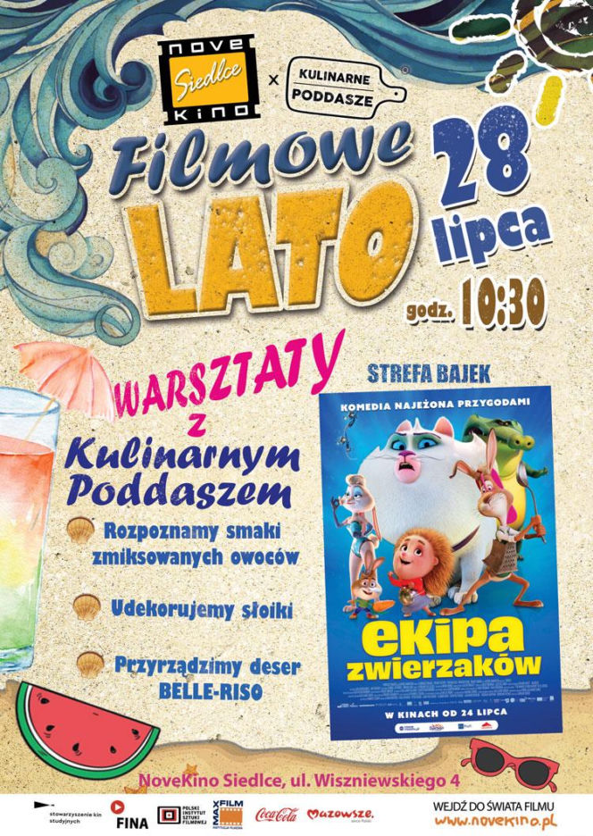 NoveKino Siedlce zaprasza na film „Ekipa Zwierzaków” i warsztaty z Kulinarnym Poddaszem w ramach cyklu Filmowe Lato