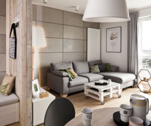 Nowoczesna szara sofa z miękkim wypełnieniem