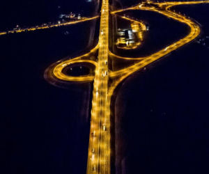 Wrocław nocą z lotu ptaka