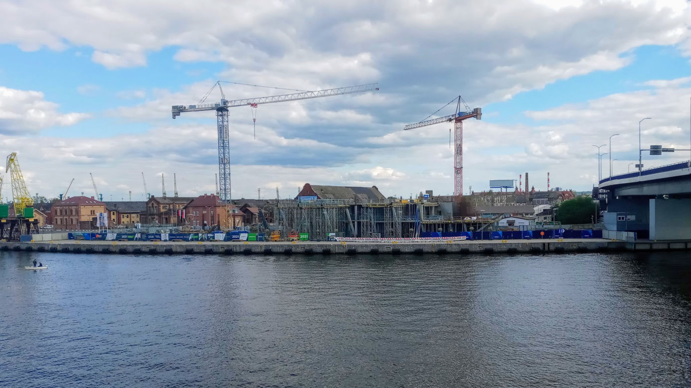 Budowa Morskiego Centrum Nauki w Szczecinie - kwiecień 2020
