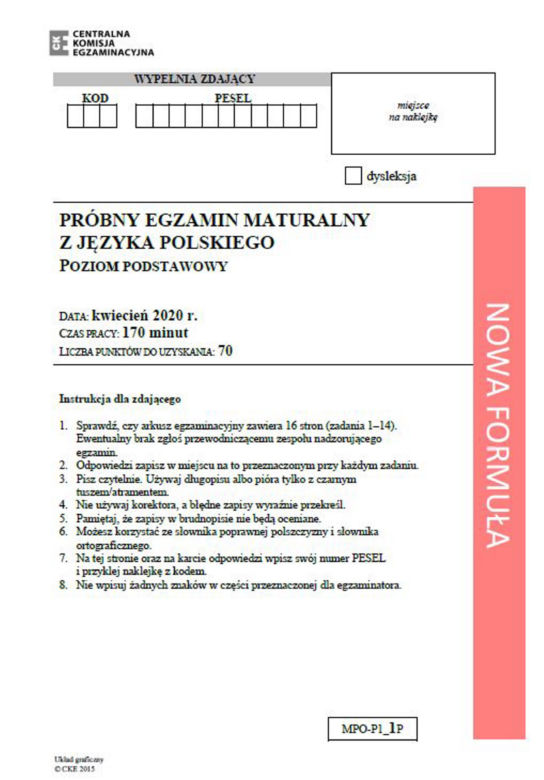 Próbna matura 2020 polski